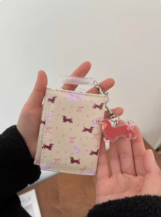 Large Capacity Multiple Card Slots Floral Dachshund Three-fold Wallet