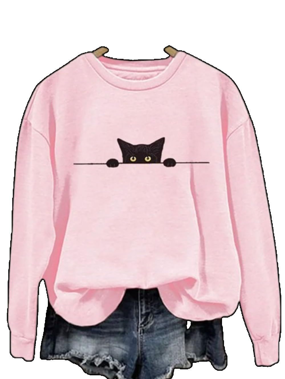 Womens Loose-fitting Long-sleeve Crew-neck Top With A Printed Design