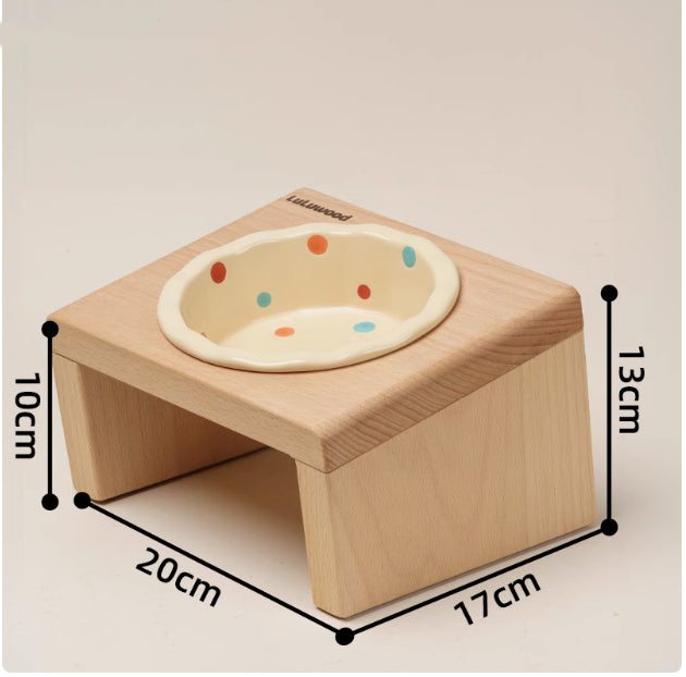 Beech Pet Heightened Bowl Rack Ceramic Neck Protector