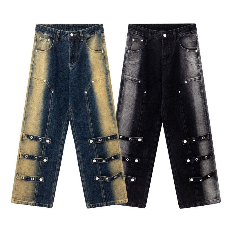 Men's And Women's Same High Street American Monkey Wash Jeans