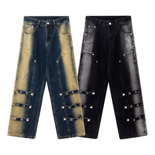 Men's And Women's Same High Street American Monkey Wash Jeans