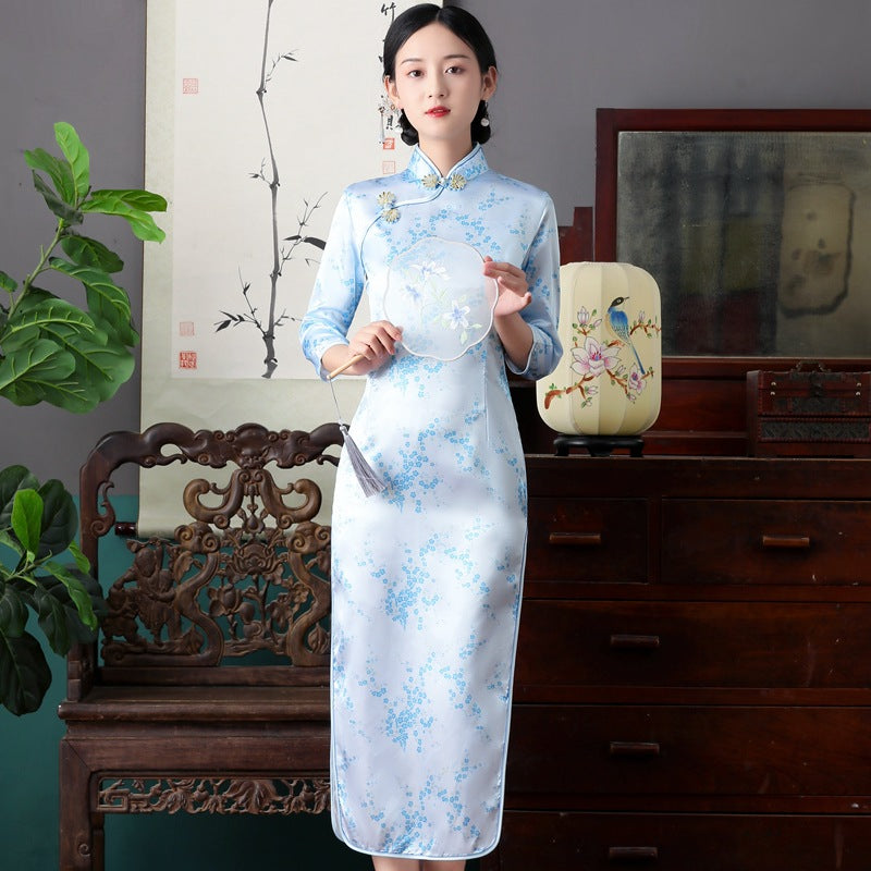 Retro Long Cap Sleeve Performance Dress For Summer