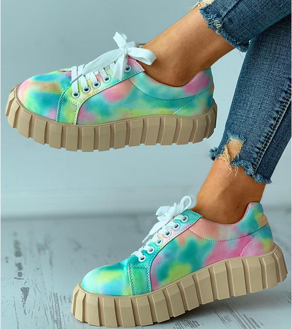 European And American New Round Toe Thick Sole Shoes Women