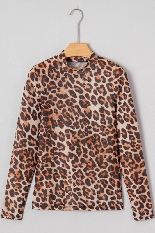 Women's Pullover High Collar Mesh Long Sleeve