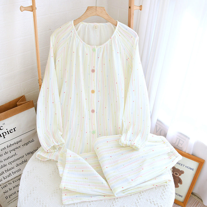 Cotton Yarn Sweet Cotton Candy Home Wear Long-sleeved Trousers Pajamas