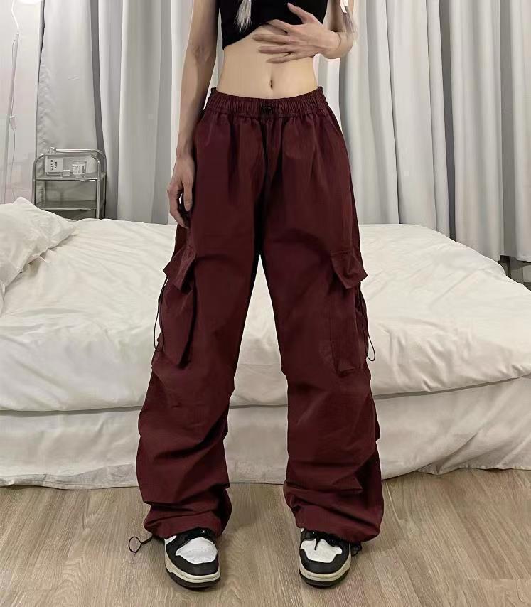 New Loose Straight Wide Leg Large Pocket Casual Retro Corset Pants