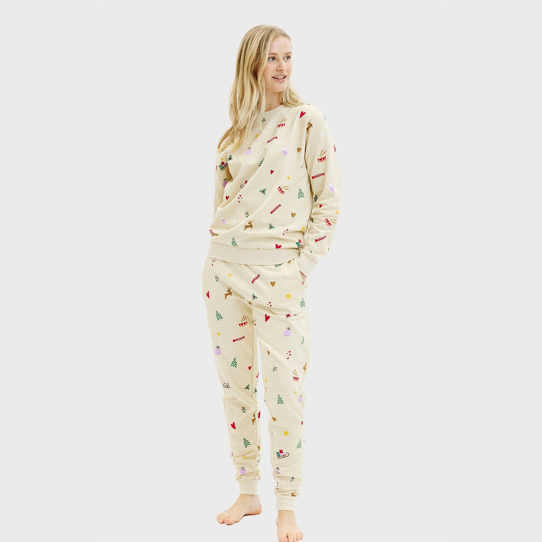 Christmas Hoodie Set Beige Women's Style