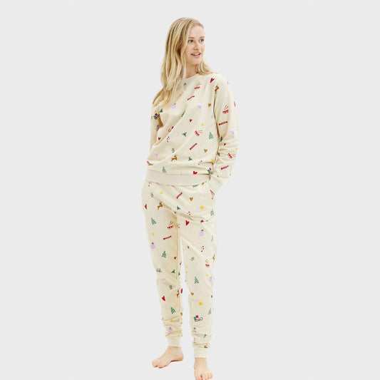 Christmas Hoodie Set Beige Women's Style
