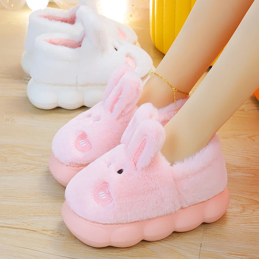 New Rabbit Women's Cute Warm And Non Slip Plush Cotton Slippers