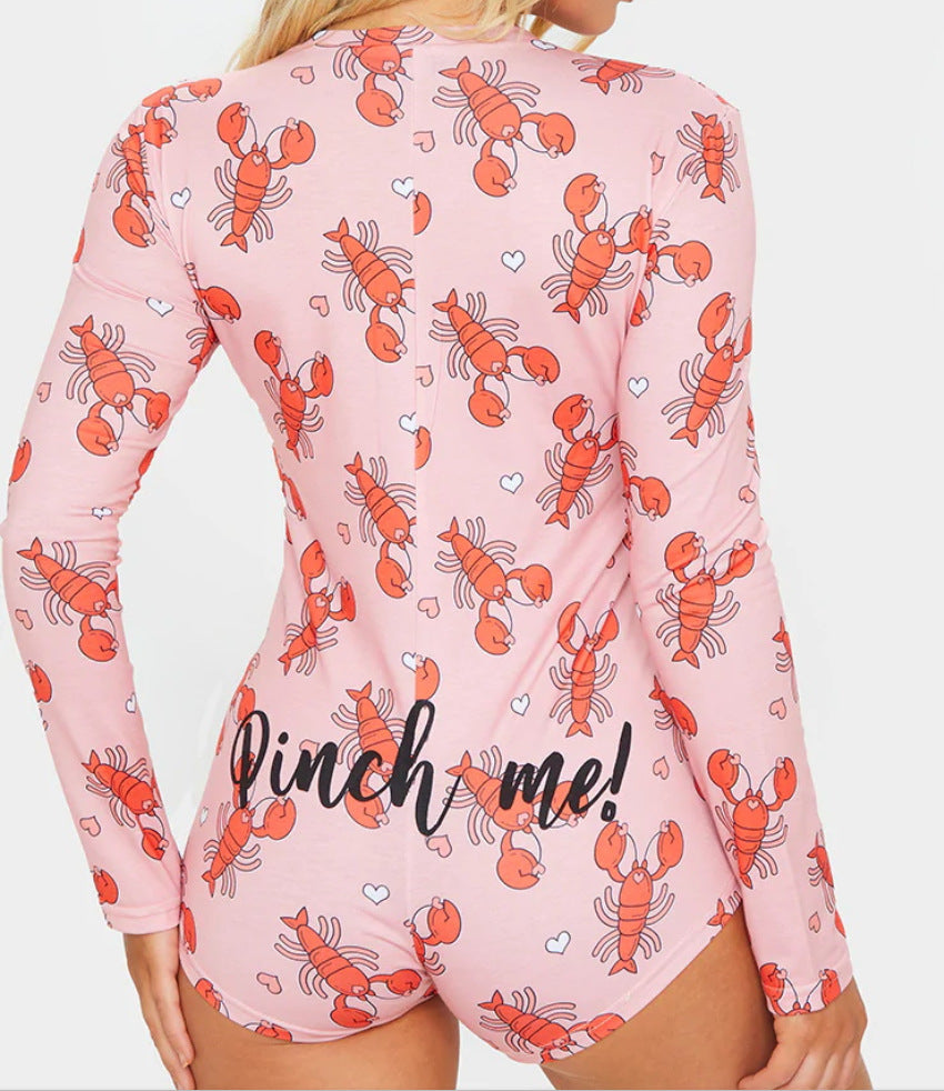 Women's Digital Print Statement Long Sleeve Jumpsuit