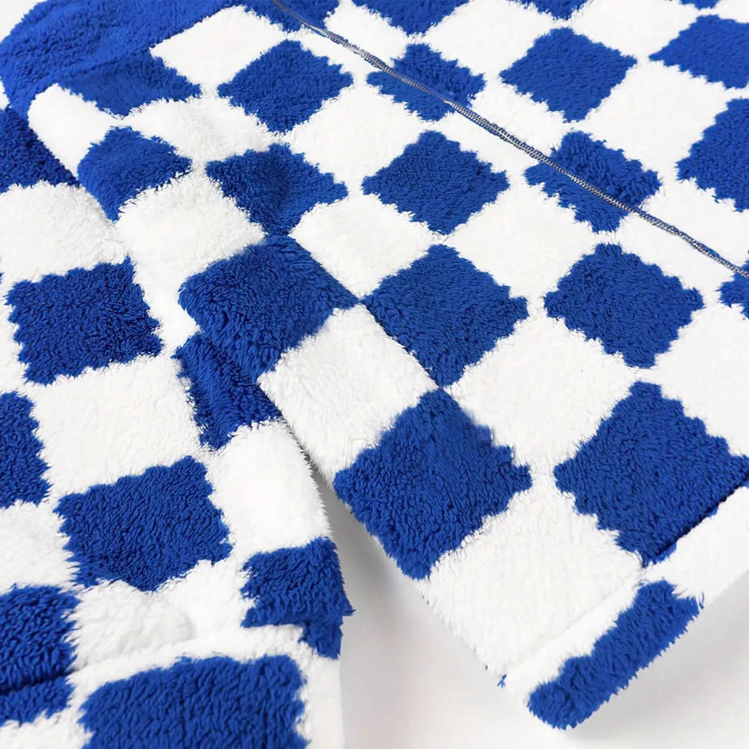 Warm Leisure Plaid Zipper Coat For Women