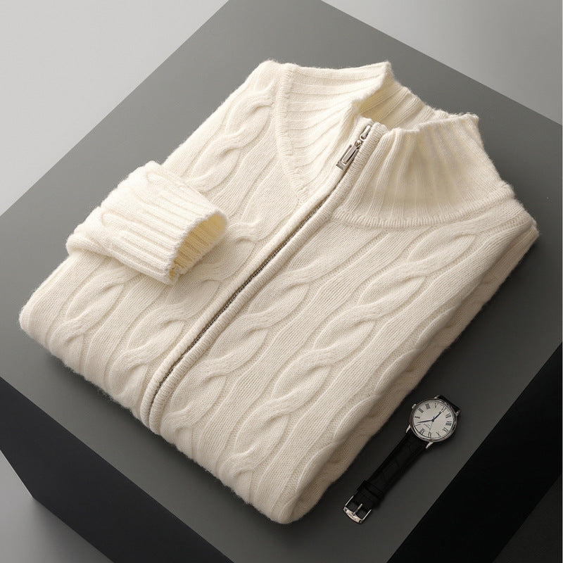 New Twist Zipper Knitted Coat For Men