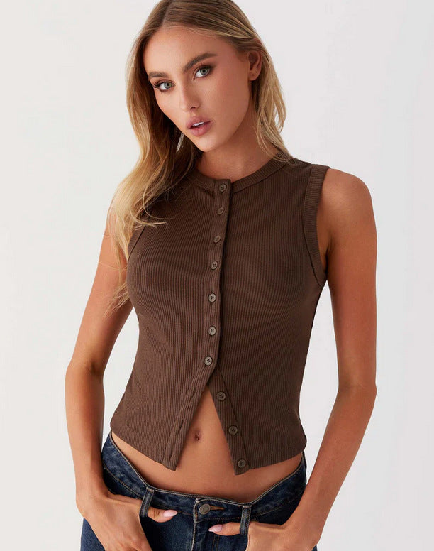 Slim Fit Sleeveless Vest For Women