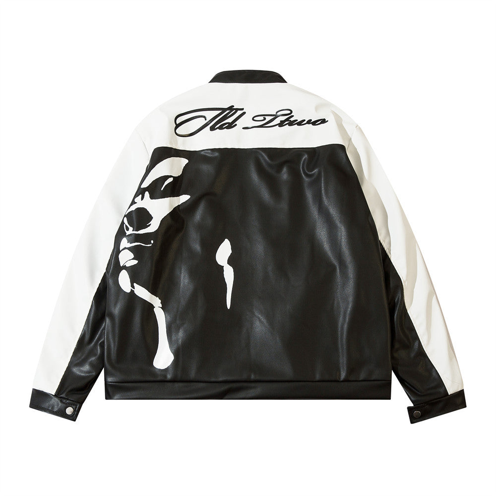 Men's Winter Loose Color Blocking Biker Racing Ins American Style Flight Suit