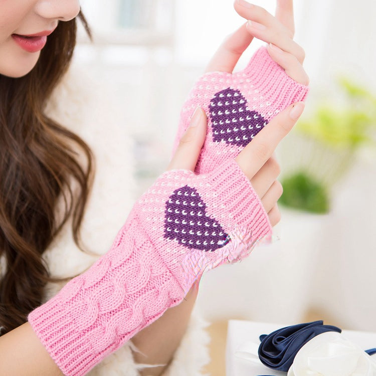 Typing Female Heart Peach Heart Christmas Gloves