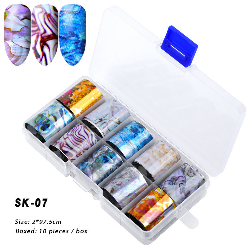10 Boxes Of Holographic Nail Stickers AB Color Nail Art