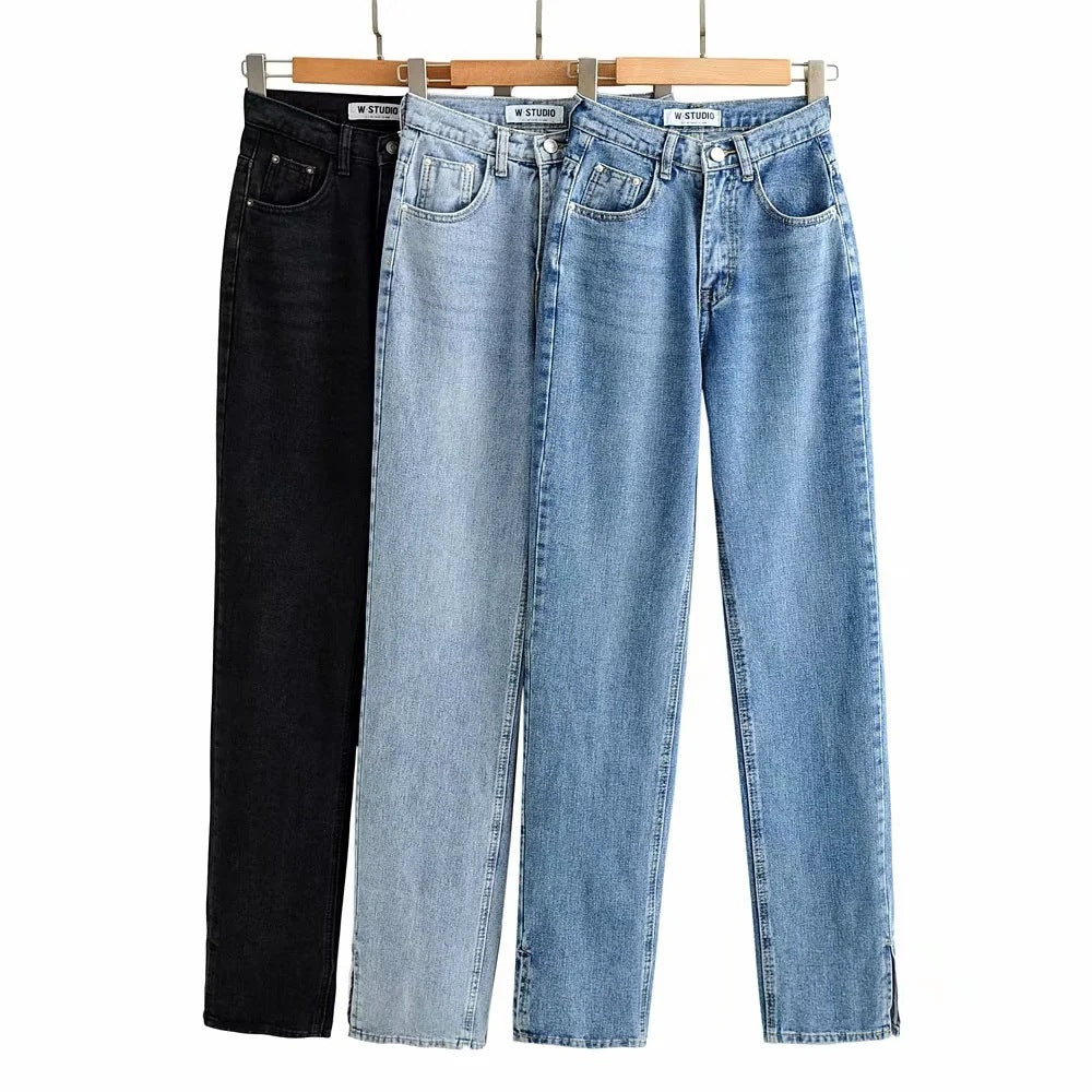 Side Slits And Mopping The Floor Are Thin Straight-leg Pants