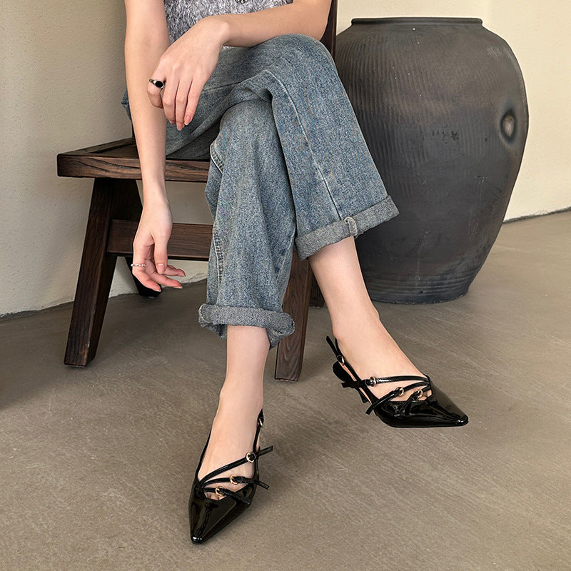 Ankle-strap Stilettos Square Toe High Heel Sandals