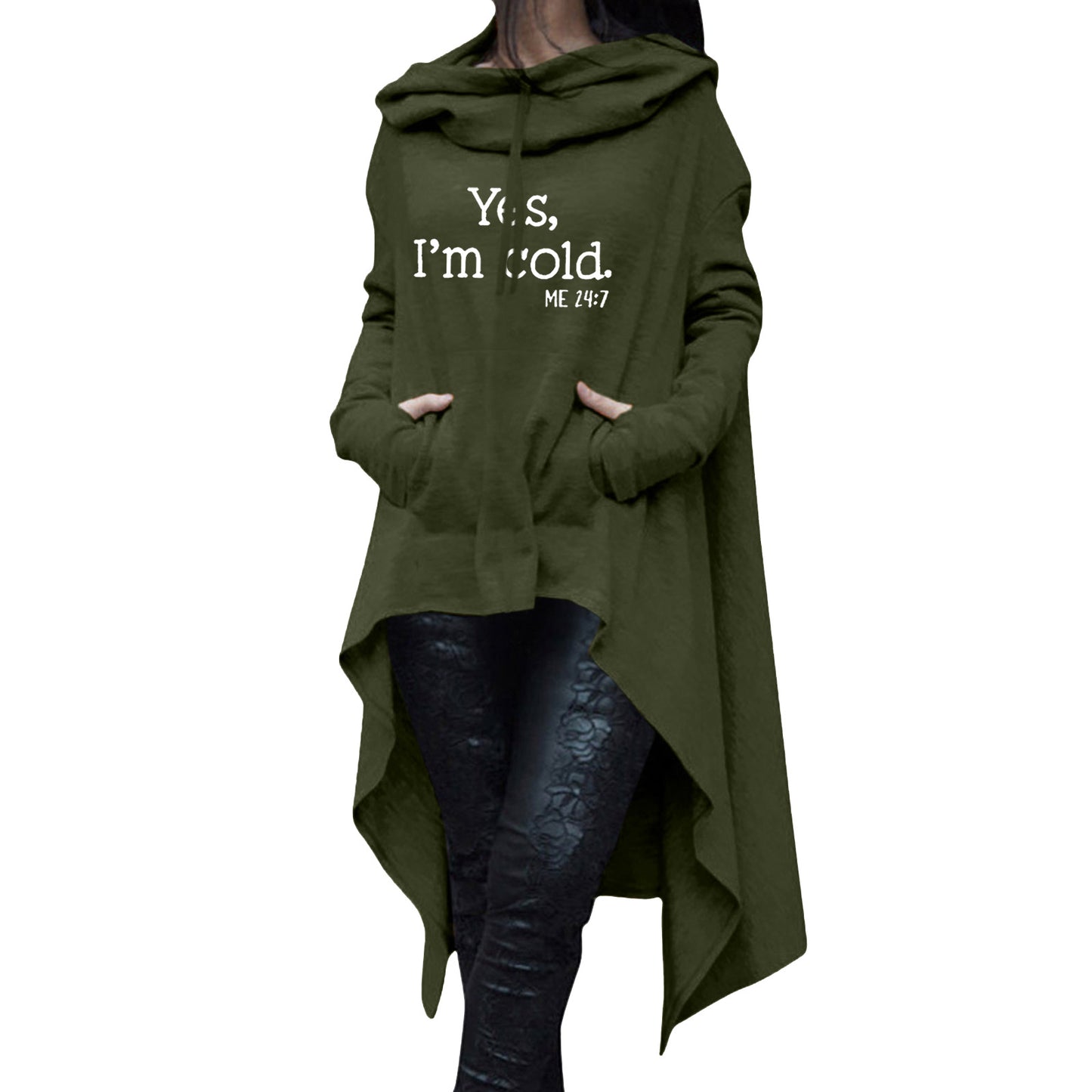 Efterår og vinter mellemlang hættetrøje med Halloween-print, afslappet top i plus size