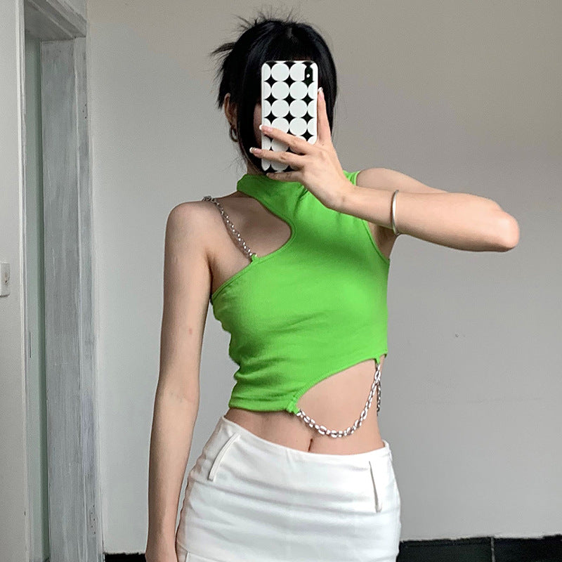 Uregelmæssig Halterneck Camisole Ny Slank T-shirt