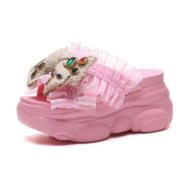 Women's All-match Platform Sandals And Slippers With Bowknot