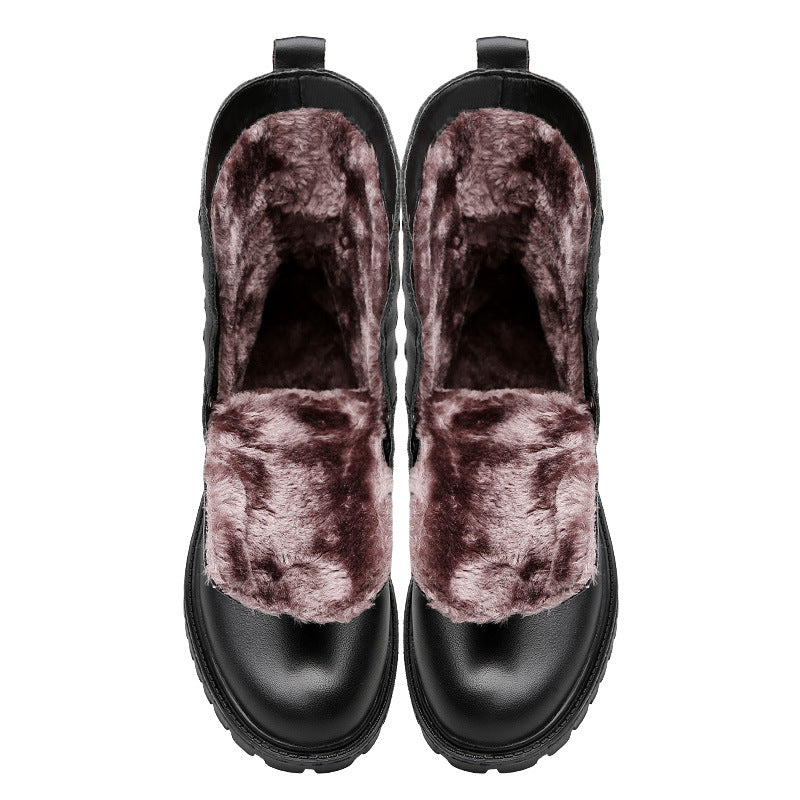 Men's Leather Winter Fleece-Lined British-Style Boots