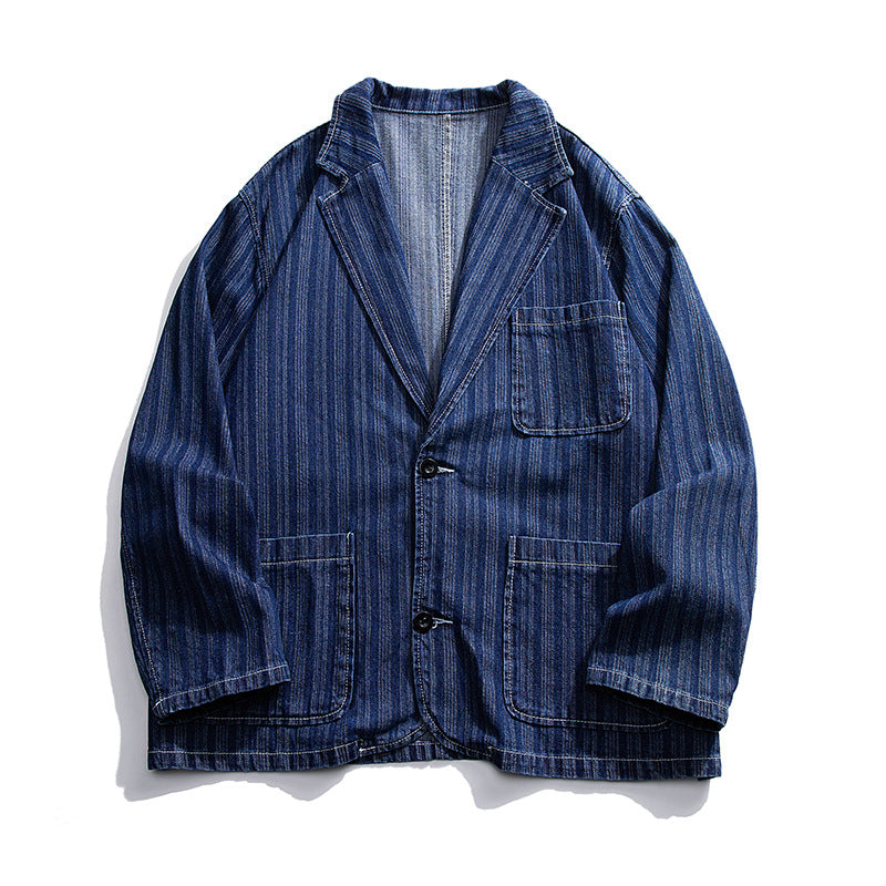 Striped Suit Denim Suit Loose Jacket