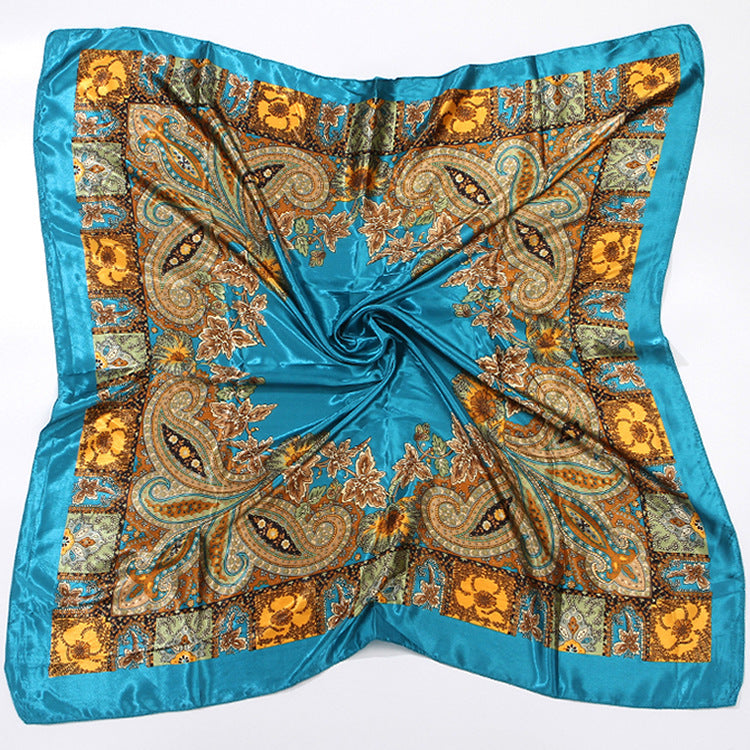 Spring And Autumn Women's Printed 90 Large Kerchief Artificial Silk Floral Scarf