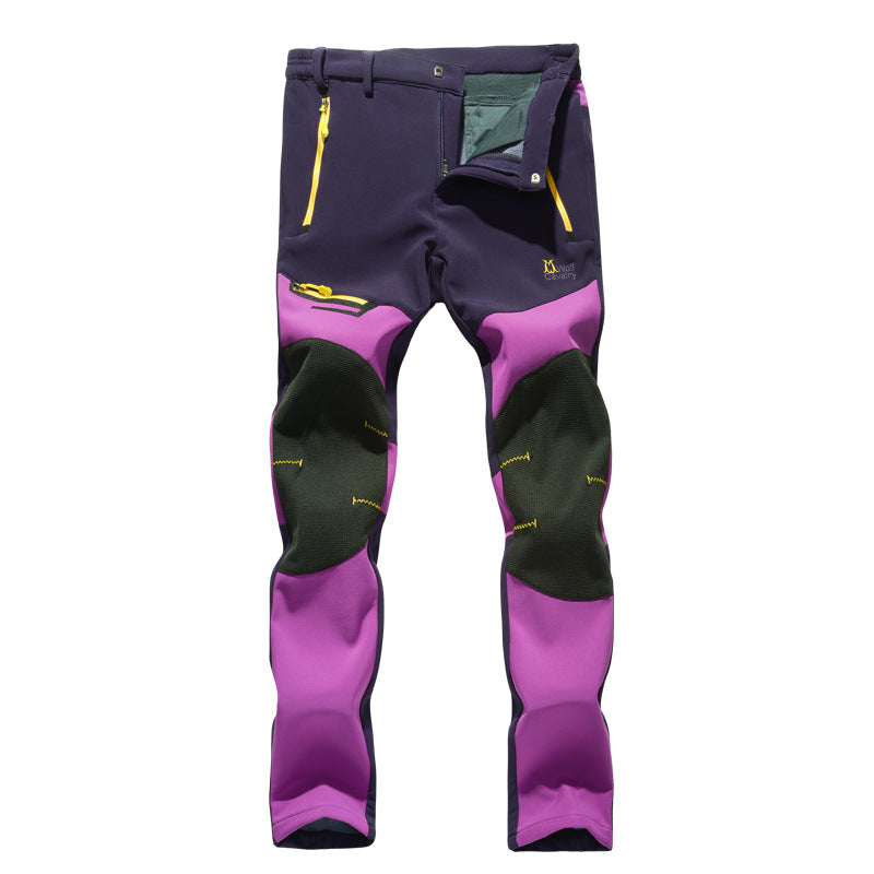 Outdoor Fleece-lined Warm Waterproof Windproof Breathable Climbing Pants