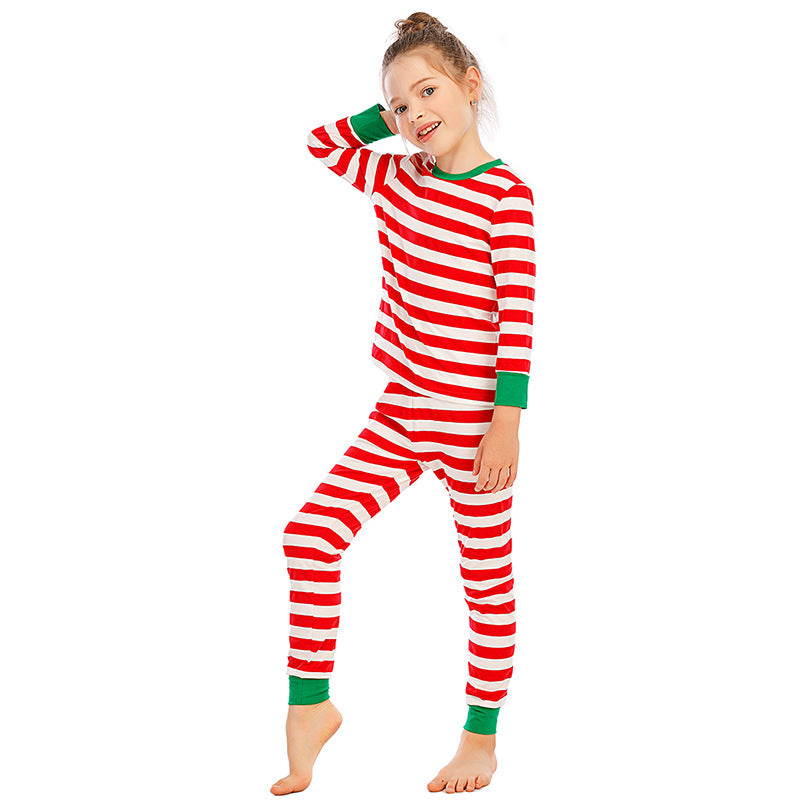 Children's Pajamas Long-sleeved Red And White Striped Home Service Suit