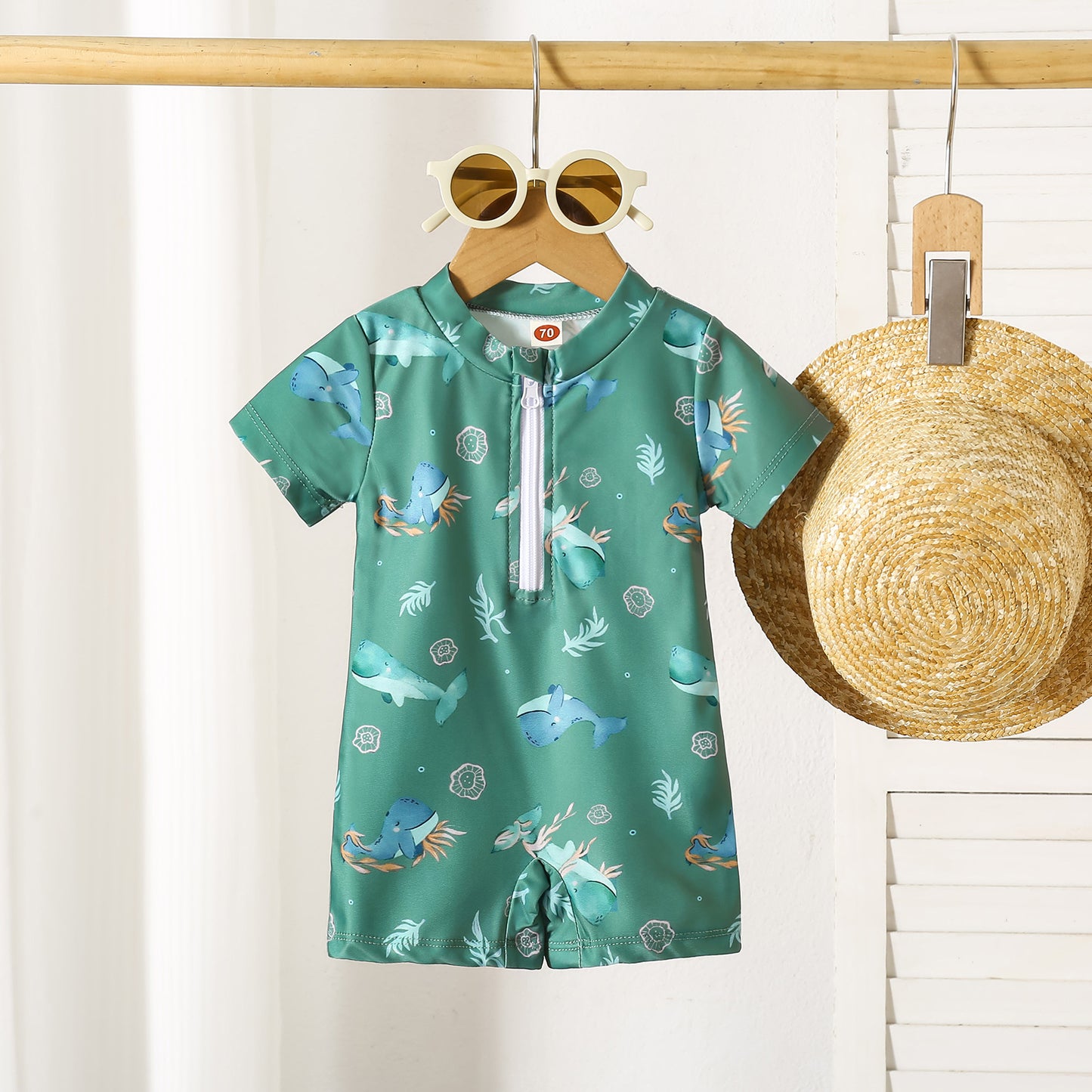 Thin Boys' Shark Print Swimsuit