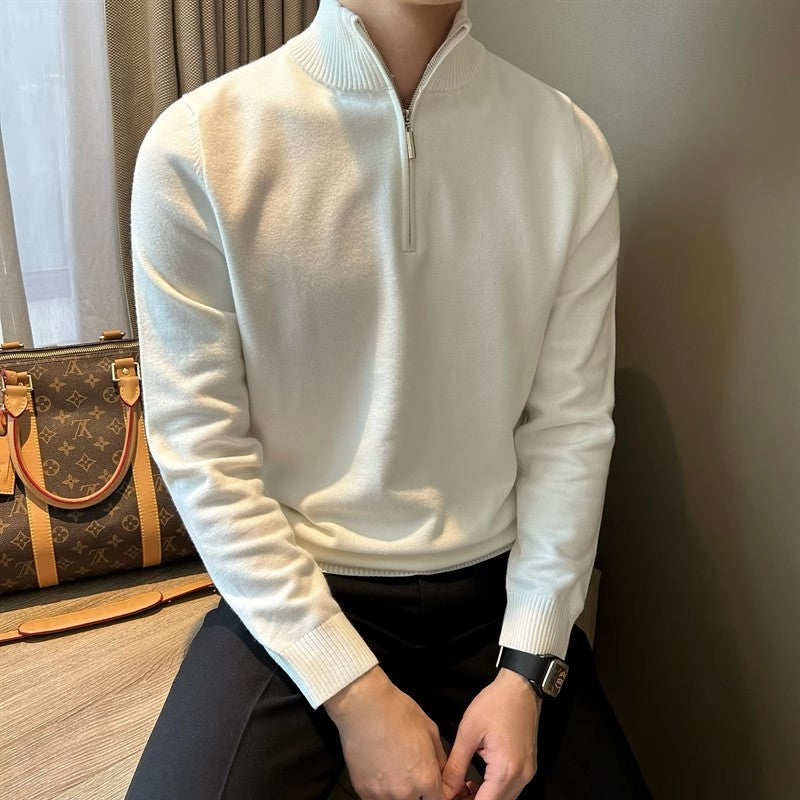 Half Turtleneck Zipper Bottoming Sweater Men Pullover All-matching