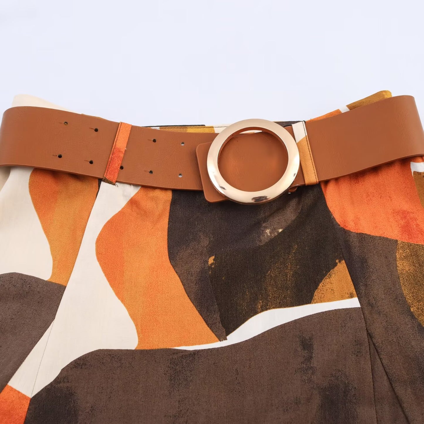Autumn Printed Versatile Belted Skirt