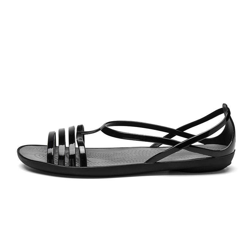 Forår Og Sommer Nye Jelly Sko HY Dame TPU Flade Skridsikre Jelly Slippers Mode Hul Sandaler