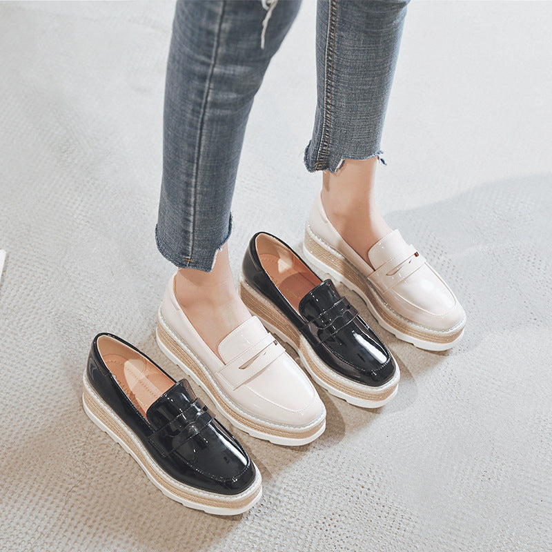 Sequin Platform Platform Thick Sole Muffin Heightening Slip-On Shoes