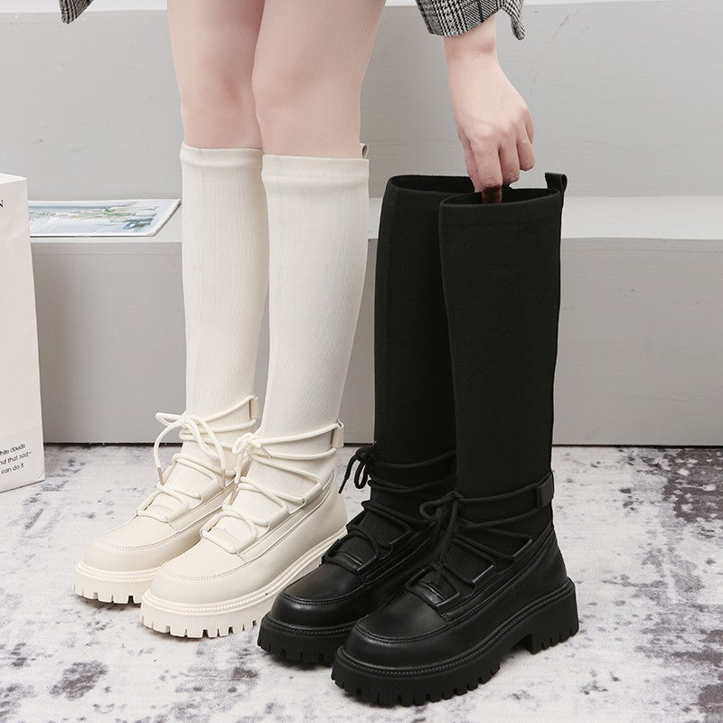 Women's Stretch Knit Socks High-tube Thick-soled High Boots