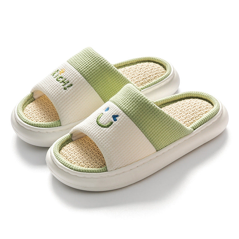 Four Seasons Home Indoor And Outdoor Couples Thick Bottom Cotton Linen Slippers