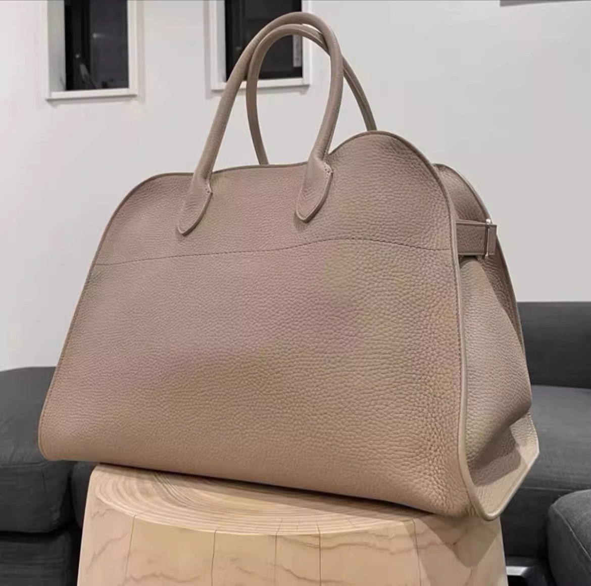 Womens Commuter Tote Bag In Textured Suede