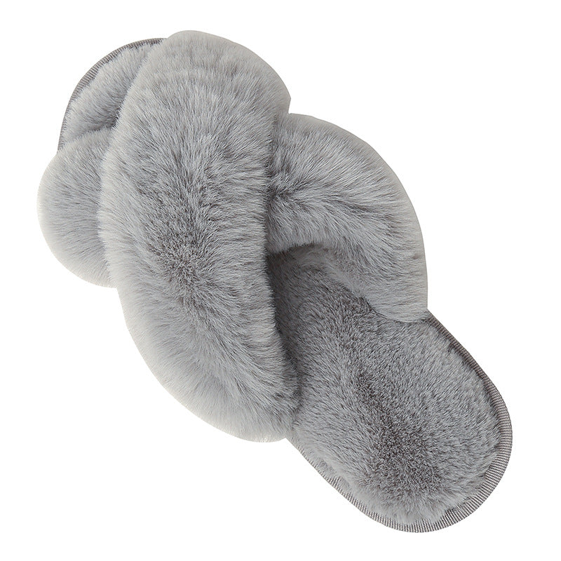 Slippers Winter Plush Cross Belt Drag Cotton