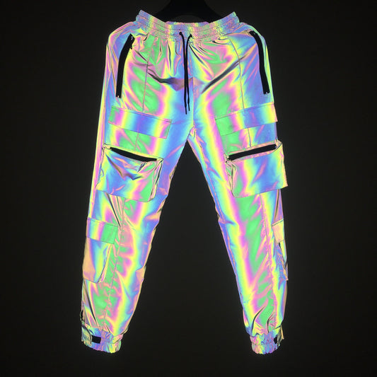 Functional Multi-pocket Colorful Reflective Overalls