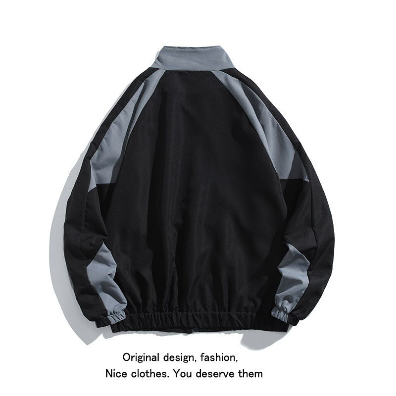 Long Sleeve Standard Jacket Color Matching Baseball Collar Men's Coat