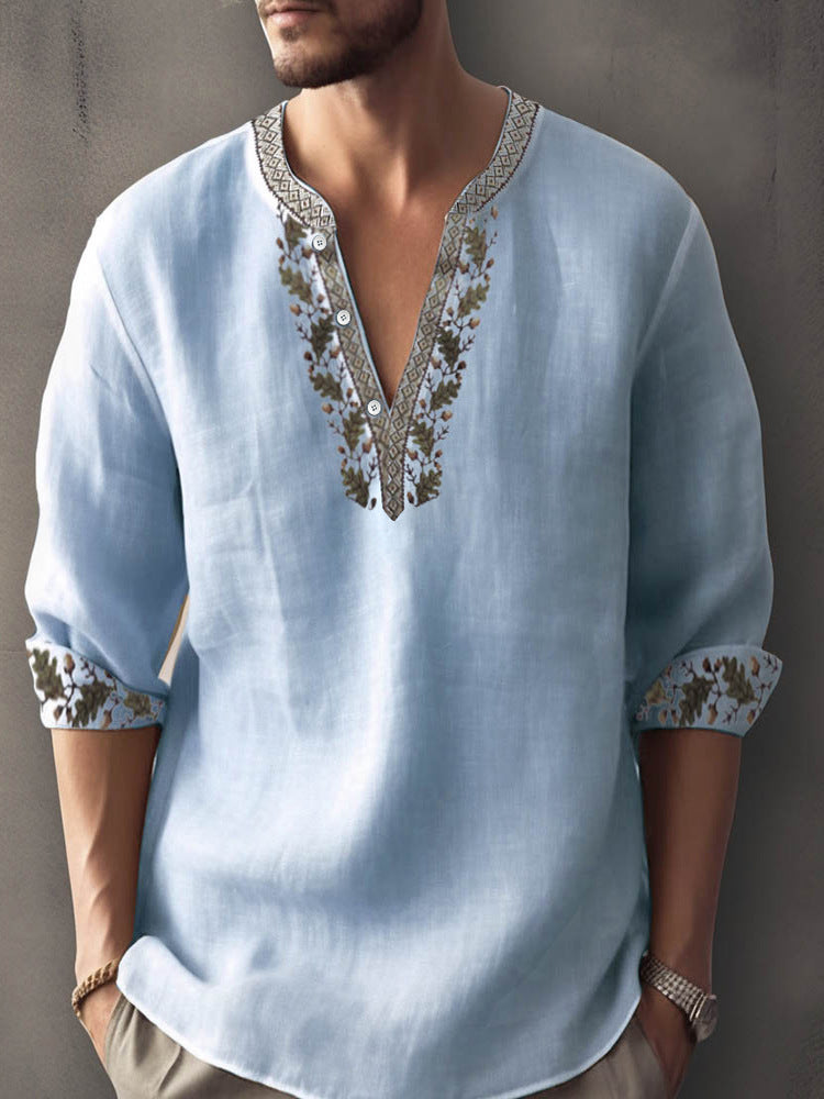 Digital Printing Bamboo Linen Long Sleeve European And American