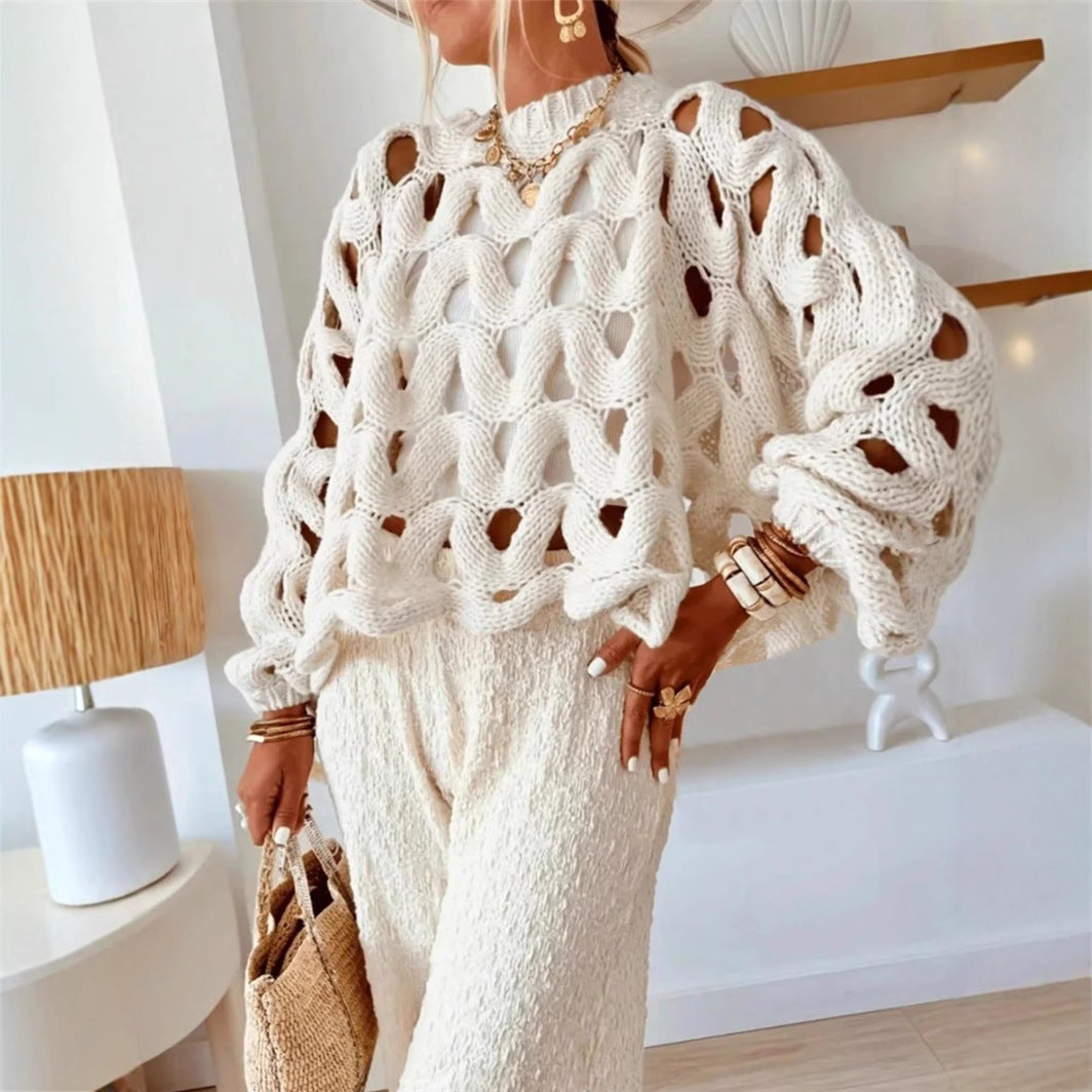 Women's Casual Leisure Vacation Beach Long Sleeve Sweater Pullover