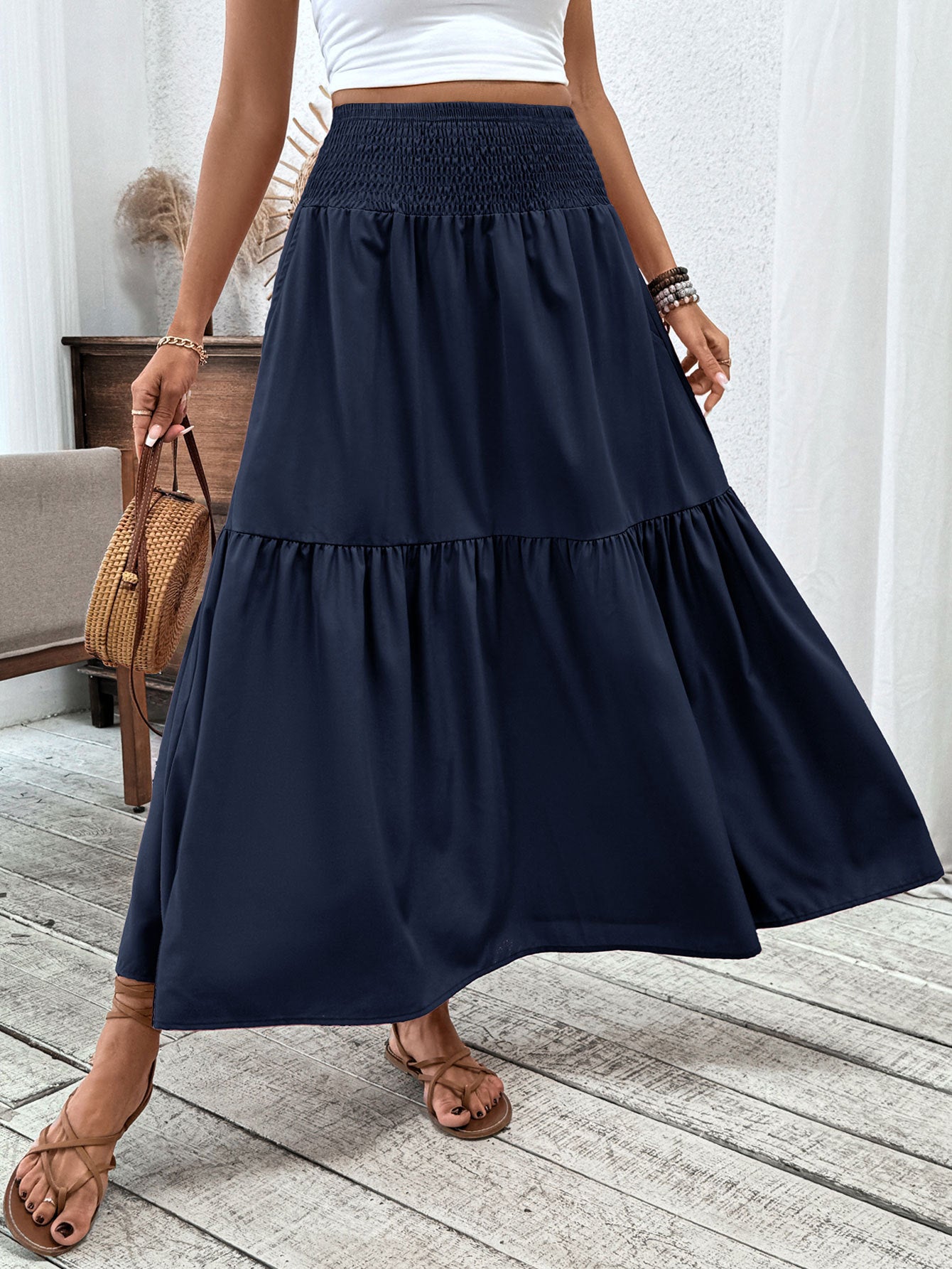 Small Floral Three-layer Long Patchwork Skirt