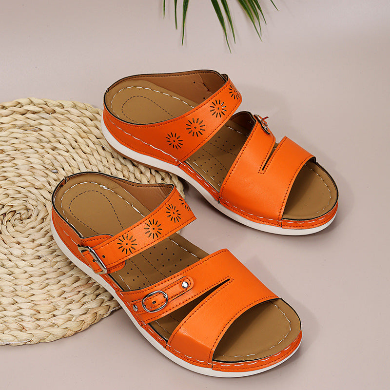 New Foreign Trade Plus Size Hollow-out Fashion Wedge Ladies Casual Sandals