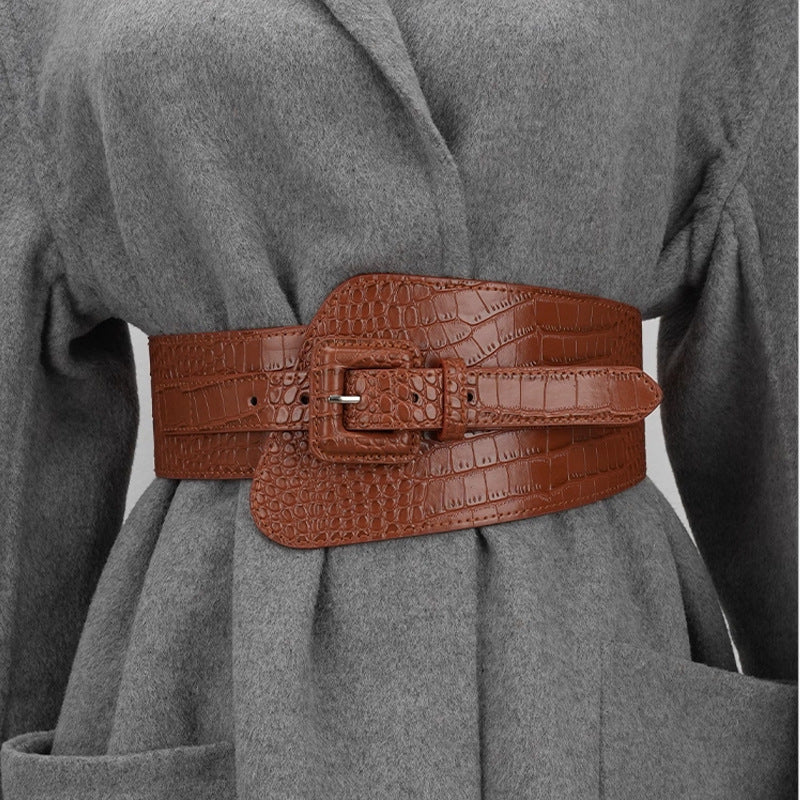 Extra Wide Women's Elastic Waist Seal Overcoat Skirt Belt