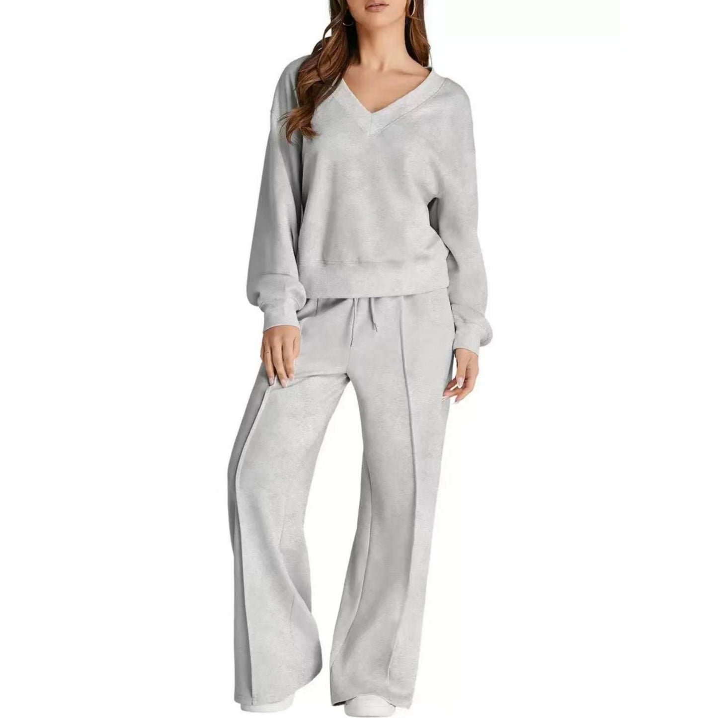 Simple Solid-color Versatile Casual Womens Set