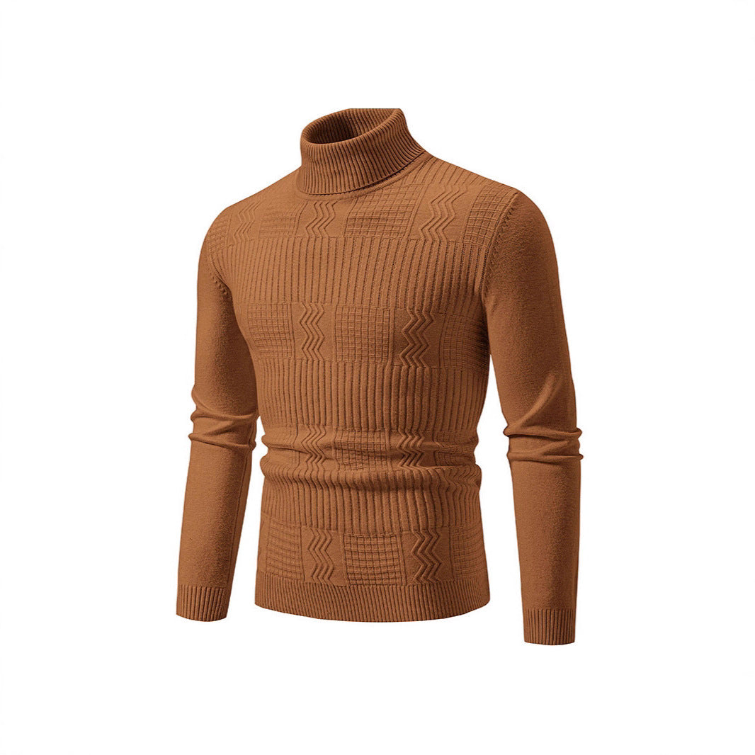 Mens Fashionable Jacquard Pullover In Solid Color For Warmth