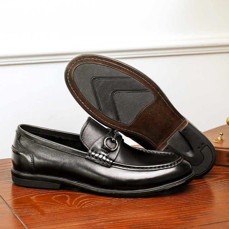 Business Casual Første Lag Ko Skind Blød Bund Dovne Herresko
