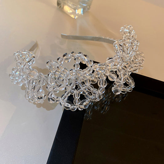 New Crystal Woven Flower Hairpin One Word Clip Hairband